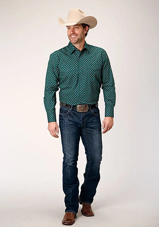 Roper Forest Cross Walk Foulard (Blue) - Men's Western Shirt