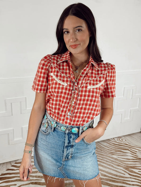 The Gingham Top in Red-BEST SELLER