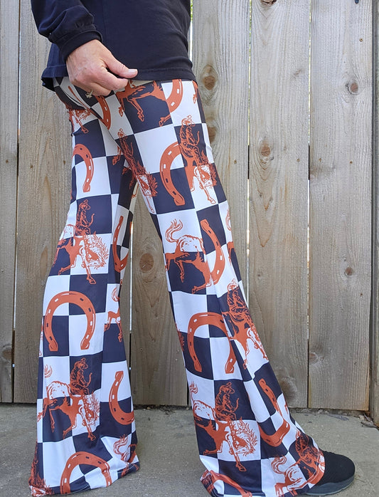 Baha Ranch Checkered Rodeo Flare Pants