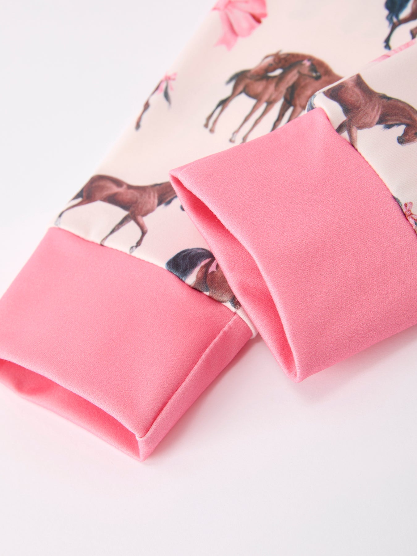Girls Western Horse Bow Pajamas Set Print