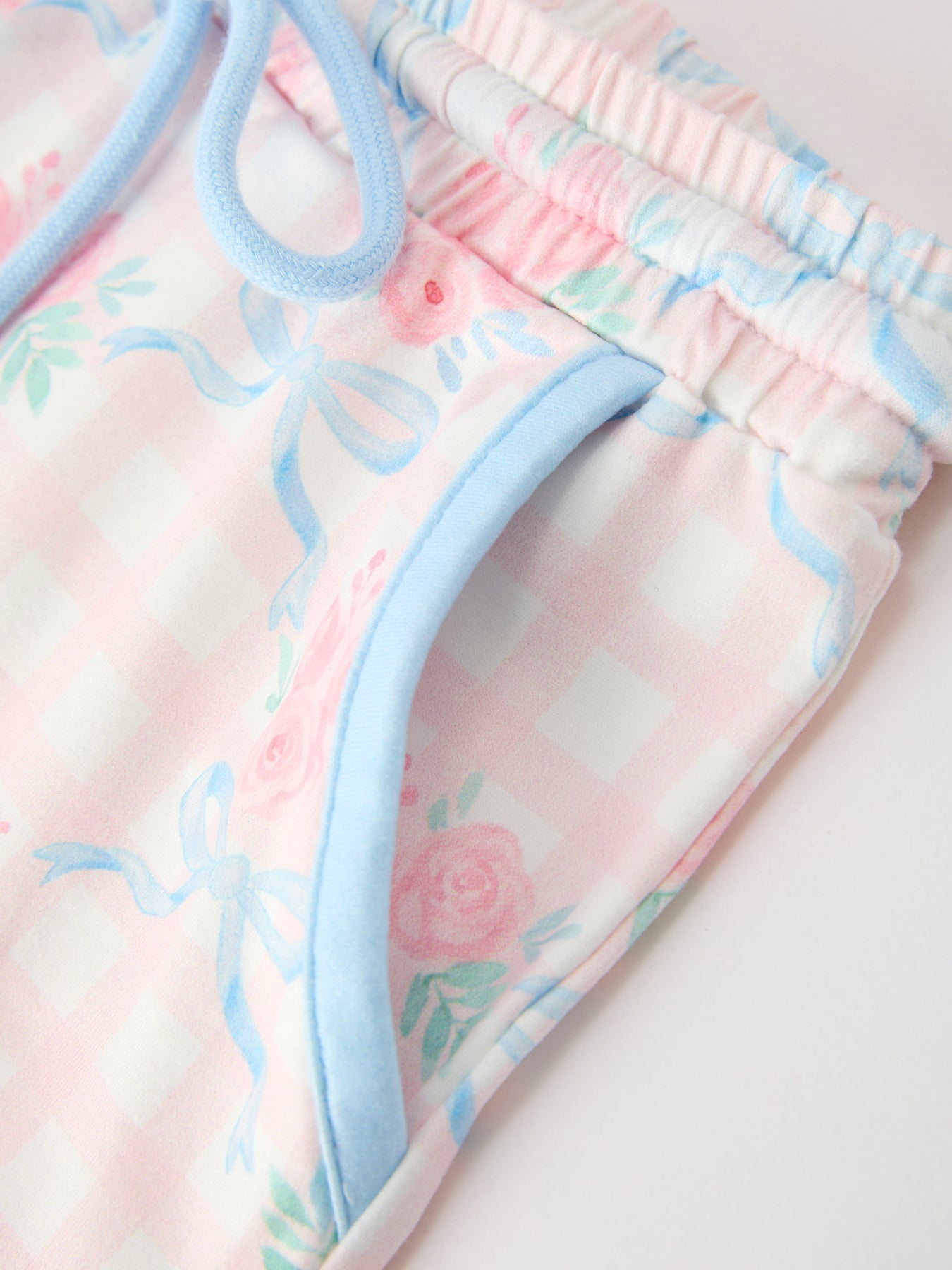 Bow Floral Girl Short Set Scallop Hem