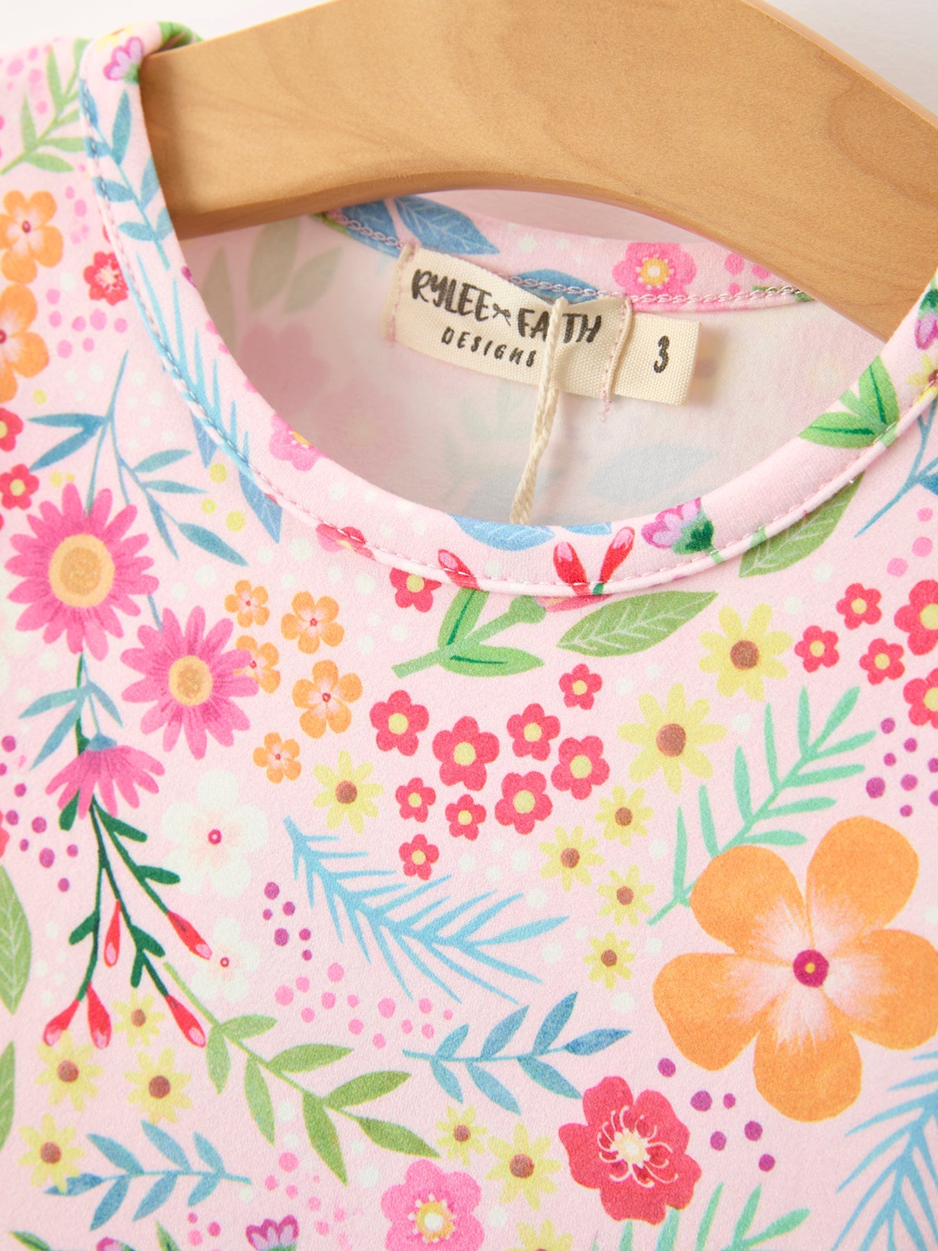 PREORDER Fall Butterfly Floral Print Girls Ruffle Hem Twirl Dress