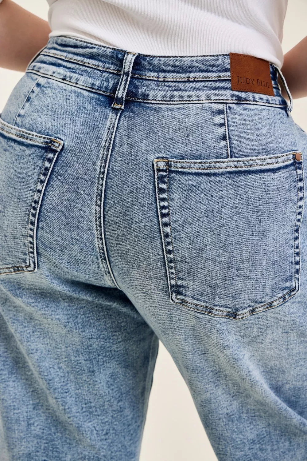 Judy Blue Full Size High Waist Marlow Arc Leg Jeans with Double Waistband Plus Size