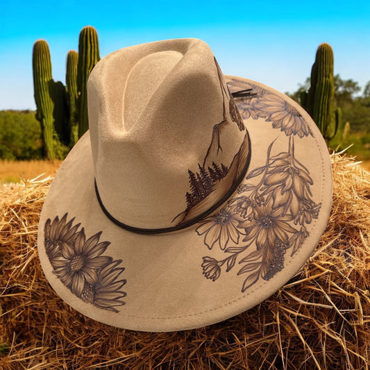 Western Summer - Burned Wide Brim Fedora