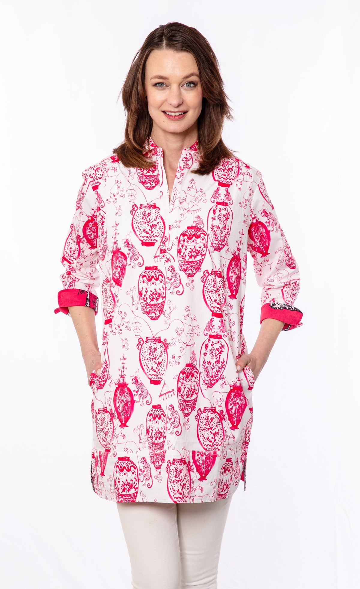 Vail Tunic Pink White Chinoiserie