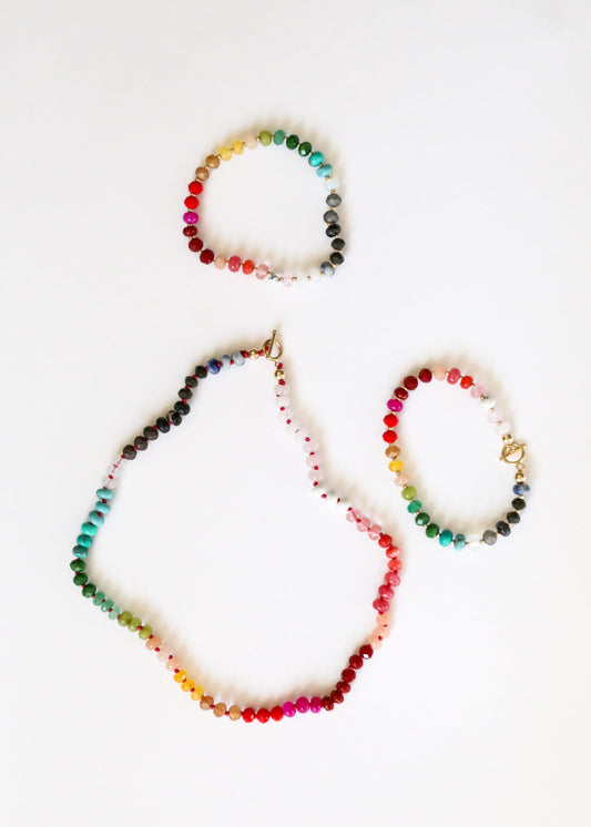 Natural Gemstone Necklace + 14k Gold Filled Toggle : Paradise