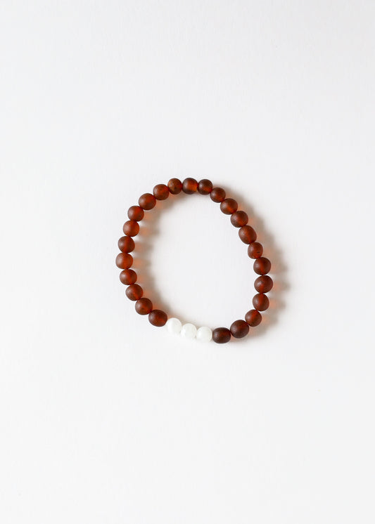 Raw Cognac Baltic Amber + Moonstone || Bracelet Set