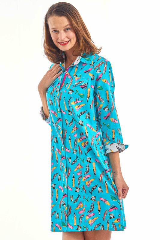 Sag Harbor Dress Turquoise Shoe Print
