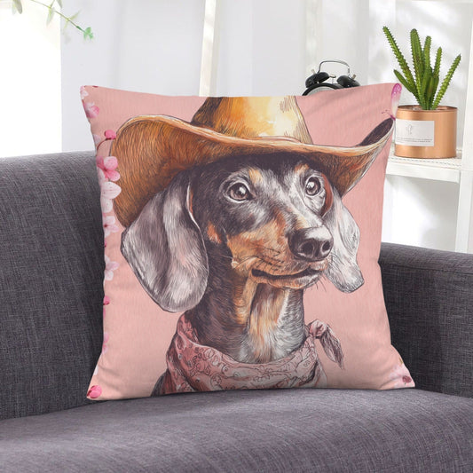 Baha Ranch Cowgirl Dachsund Velvety Soft Throw Pillow Case Made in America