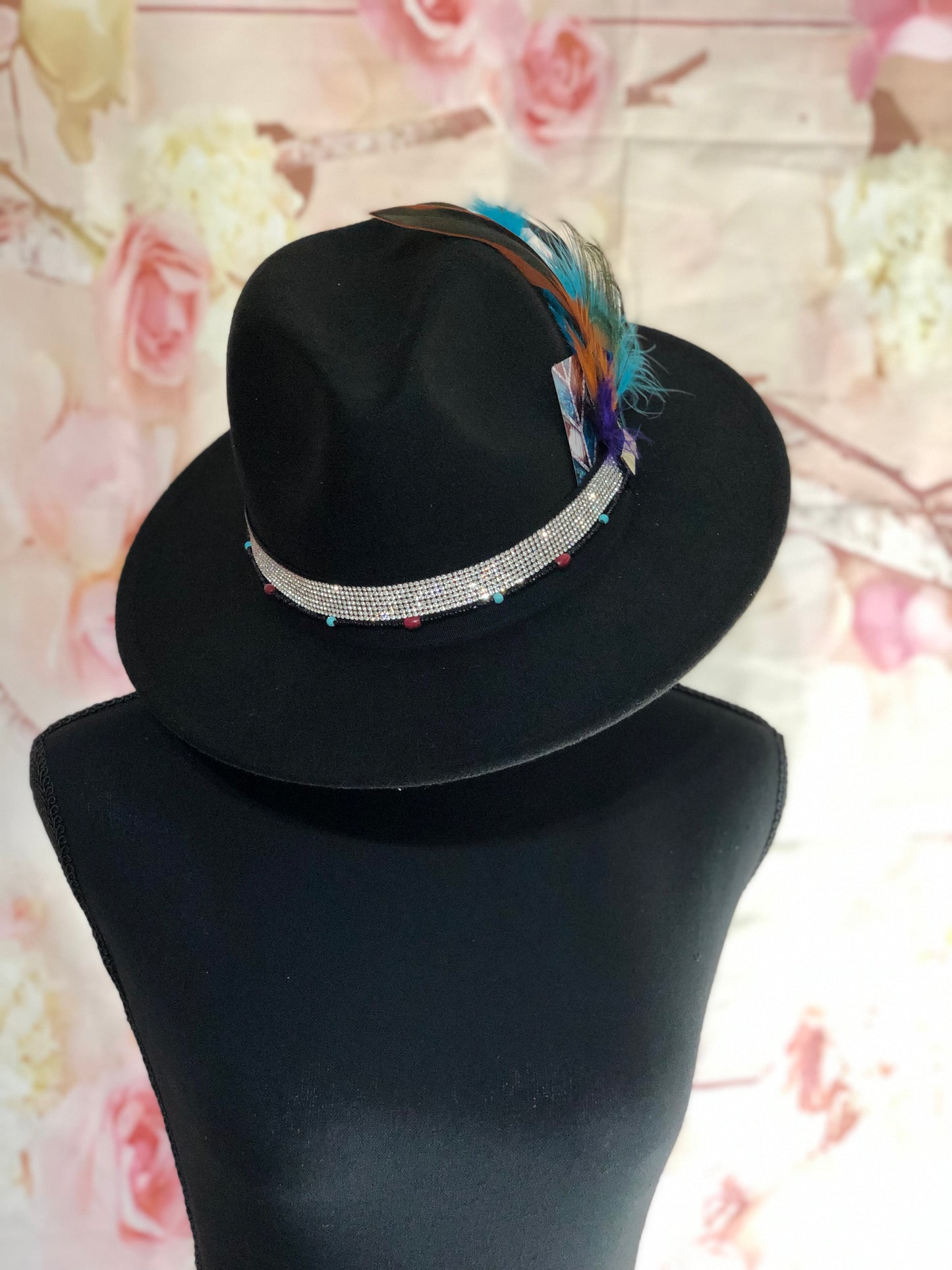 Rhinestone Cowgirl Western feathered Felt Fedora