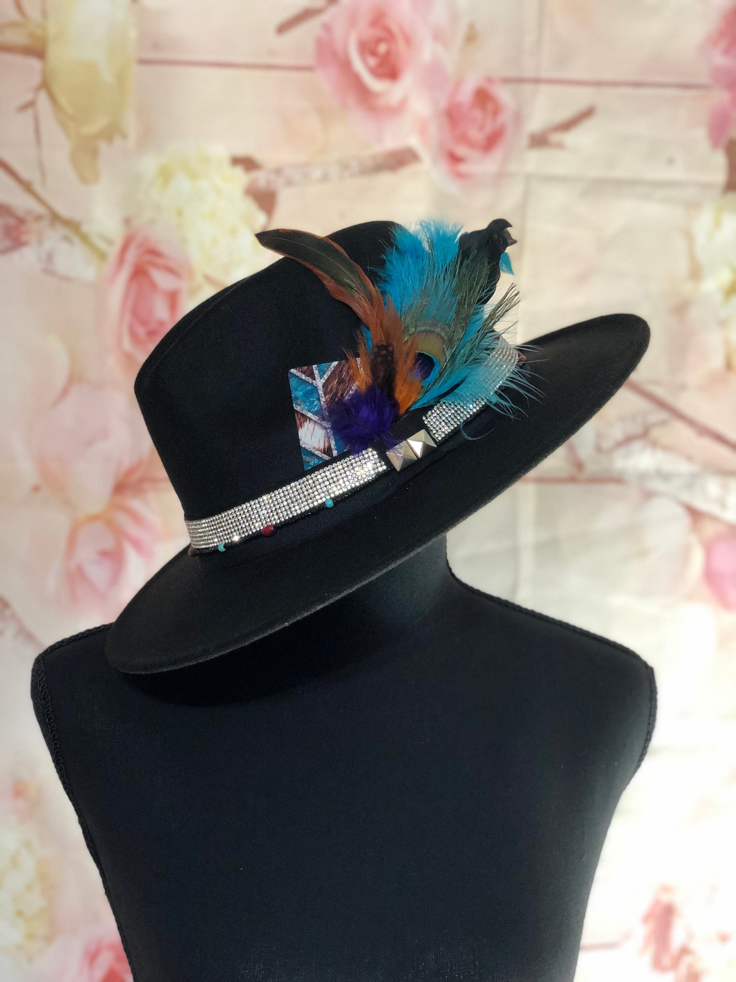 Rhinestone Cowgirl Western feathered Felt Fedora