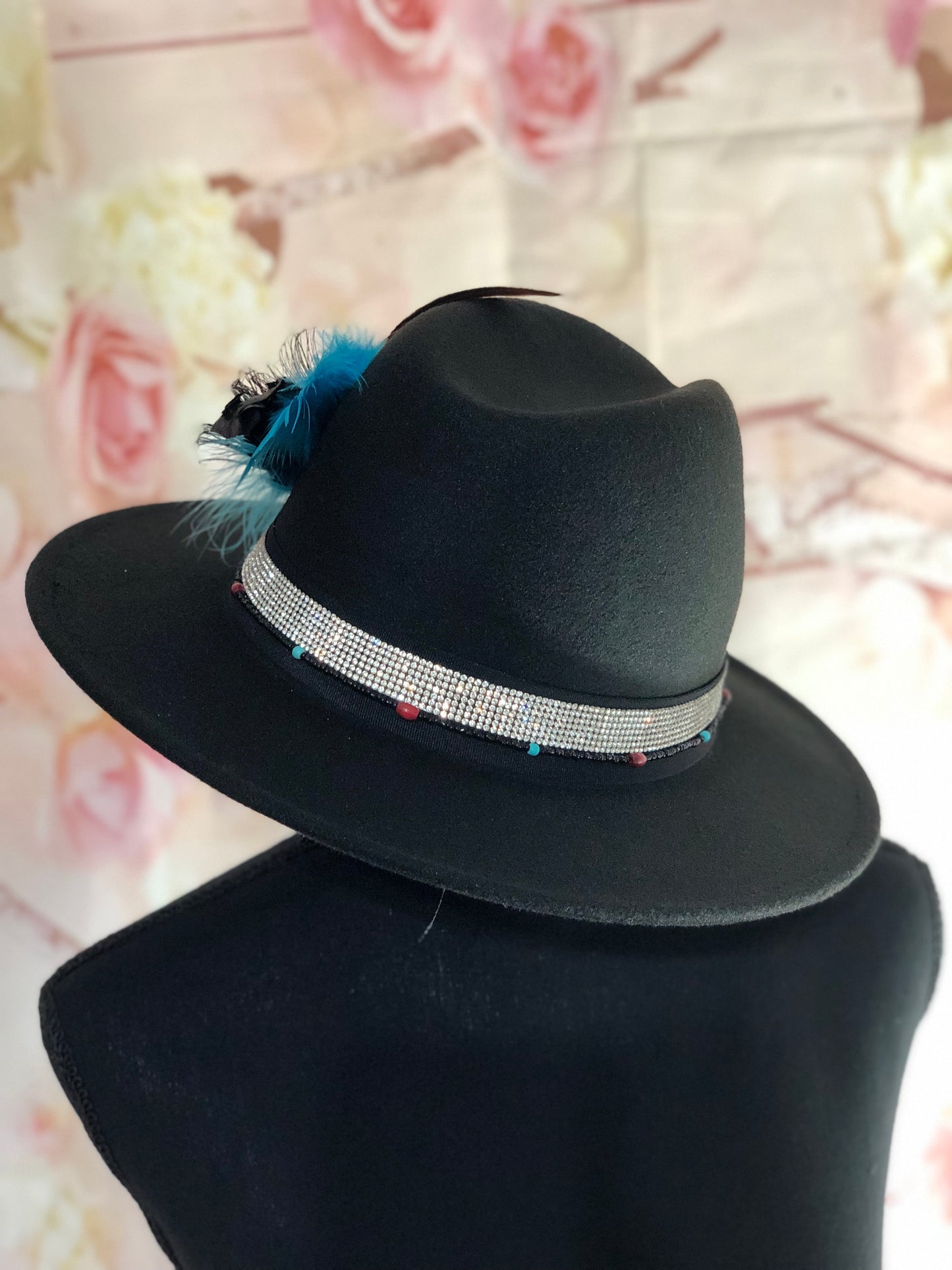 Rhinestone Cowgirl Western feathered Felt Fedora