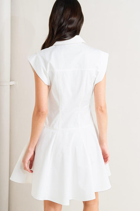 CONFIDENTLY YOURS WHITE WOVEN MINI DRESS