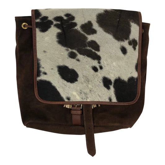 Huntley Equestrian Cowhide Suede Leather Designer Shoulder Backpack