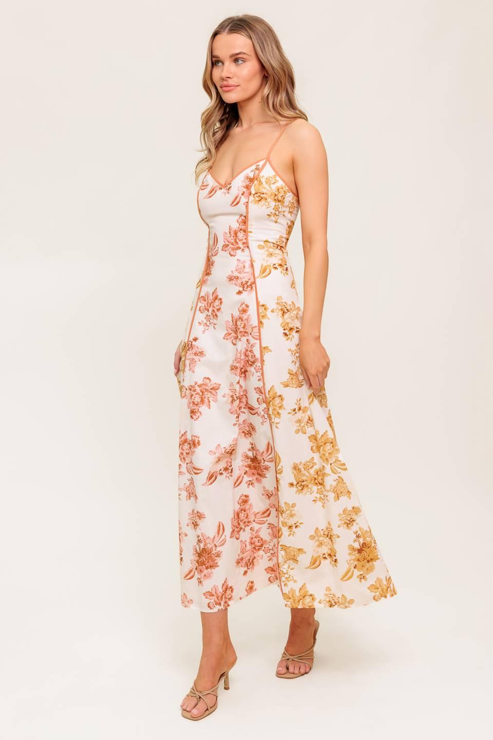 SANDSTONE PETAL WOVEN MIDI DRESS