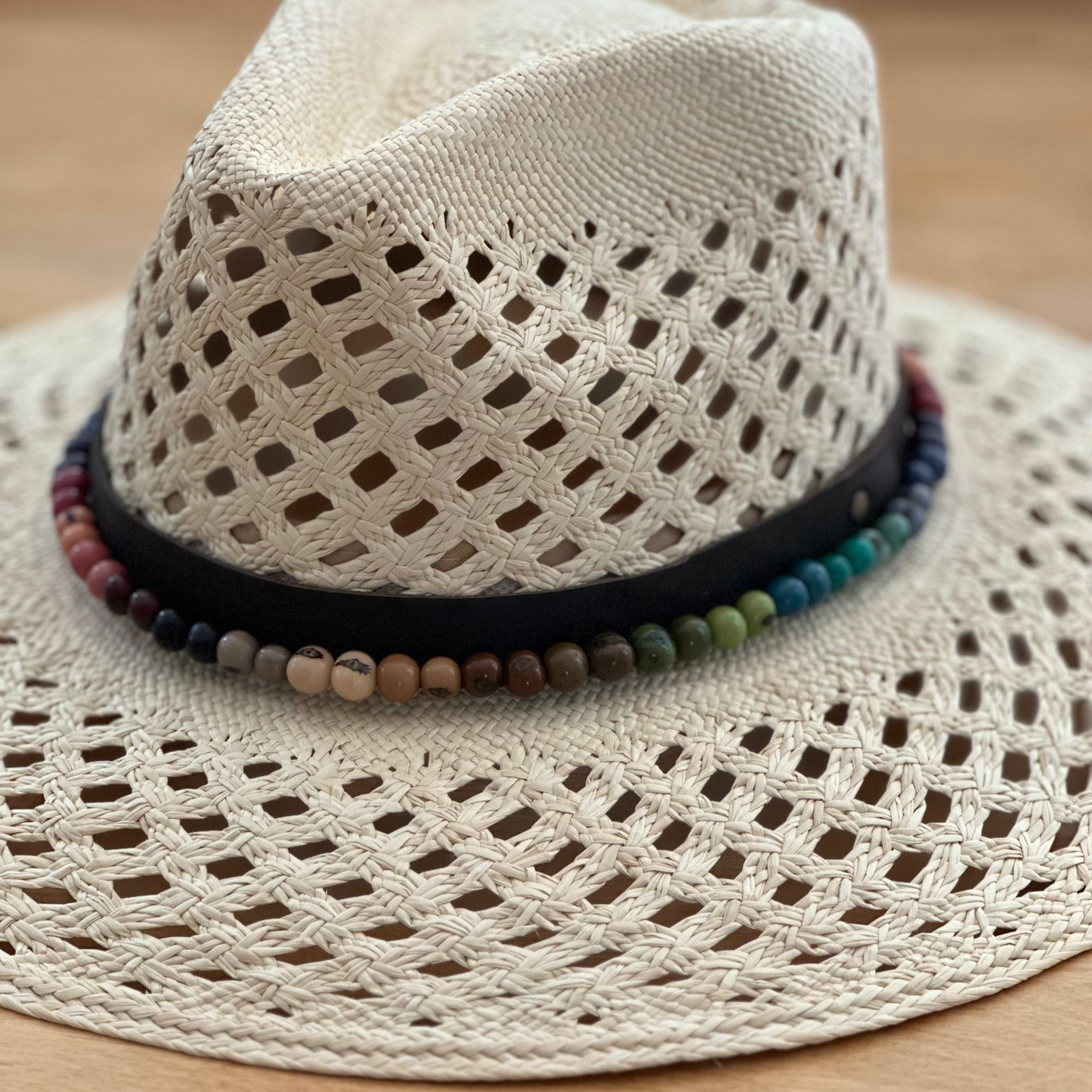 COLORFUL ADJUSTABLE BEADED HAT BAND