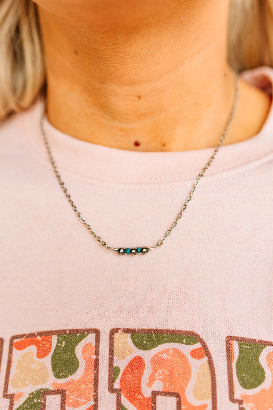 Sterling Silver Beads with Turquoise Rondelle Necklace