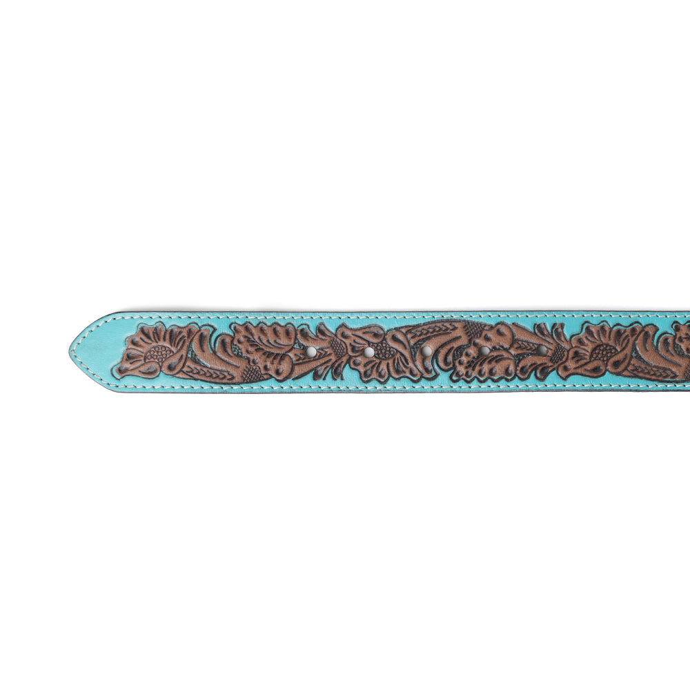 Barrel Bloom Leather Belt in Mahogany Brown
