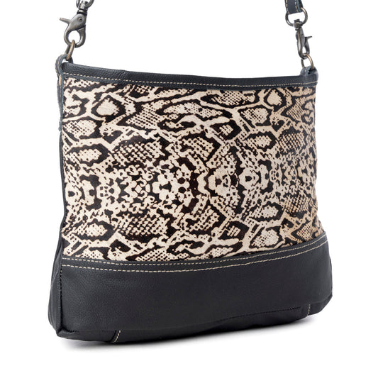 ANTIQUATED LEATHER AND HAIRON BAG