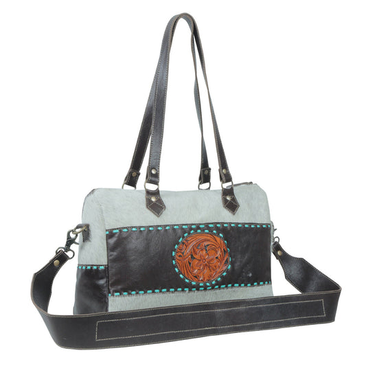Turquoise edges Hand-Tooled Bag
