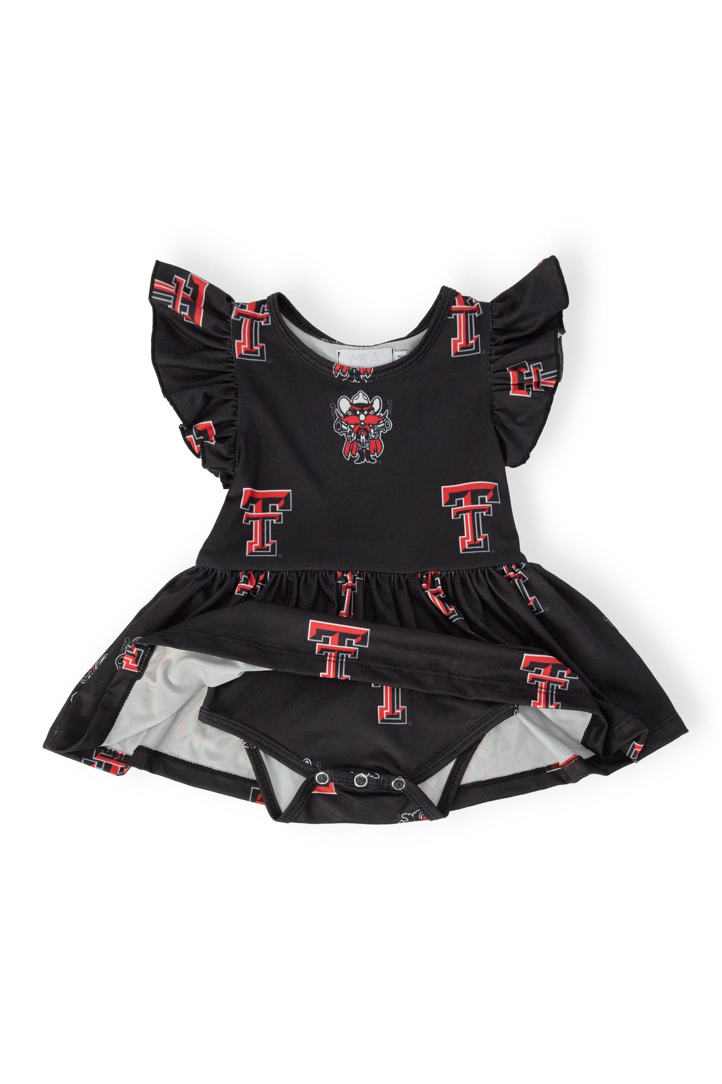 Texas Tech Black Raider Red S/S Flutter Twirl Bodysuit
