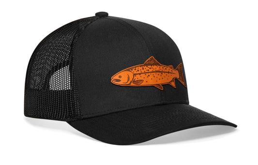 Salmon Trucker Hat | Black Salmon Snapback