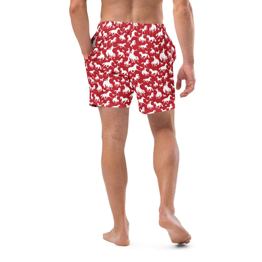 Baha Ranch Yeehaw Red Rodeo Cowboy Men's Swim Trunks