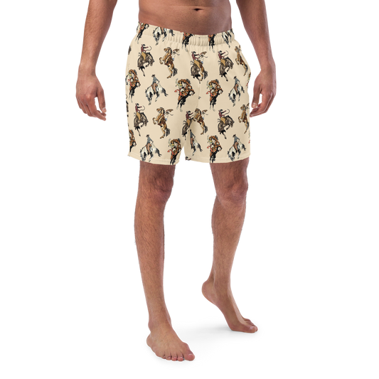 Baha Ranch Yeehaw Vintage Cowgirl Men's Swim Trunks