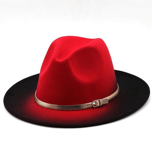 Two Colors Spray Painted Wool Jazz Hat Fedora Unisex Color Autumn Winter Retro Hat Two Tone Dress Hat 56-58CM