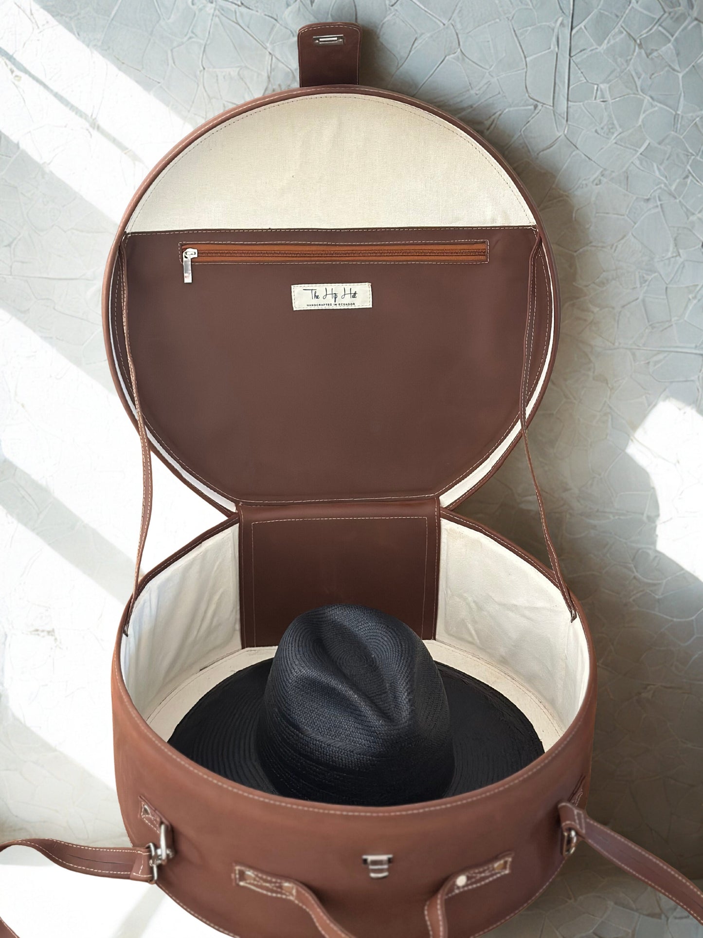 HANDMADE LEATHER HAT TRAVEL CASE AND STORAGE BOX