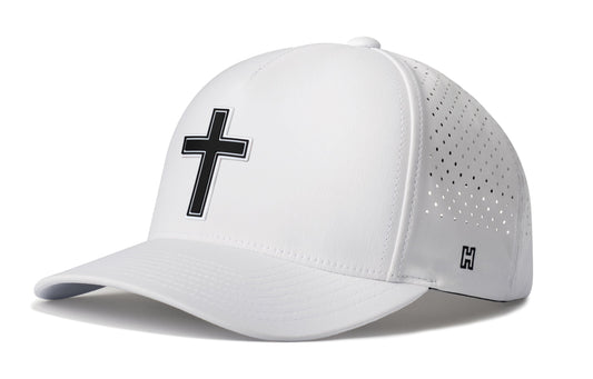 Cross Performance 5-Panel Hat | Black PVC Christian Flexfit® Snapback