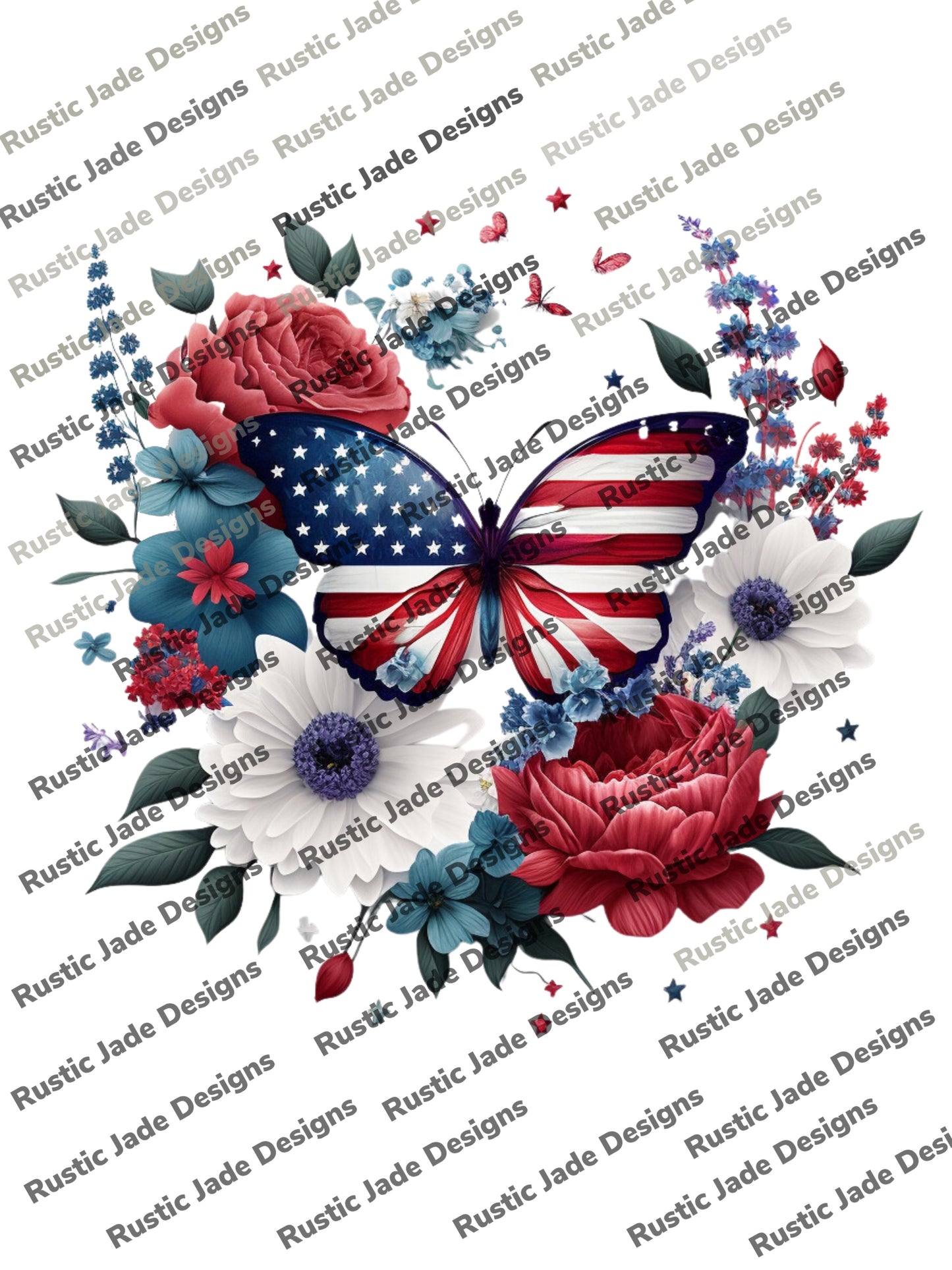 4th of July Patriotic Memorial Day Labor Day Butterfly DIGITIAL DOWNLOAD BUNDLE sublimation Paper