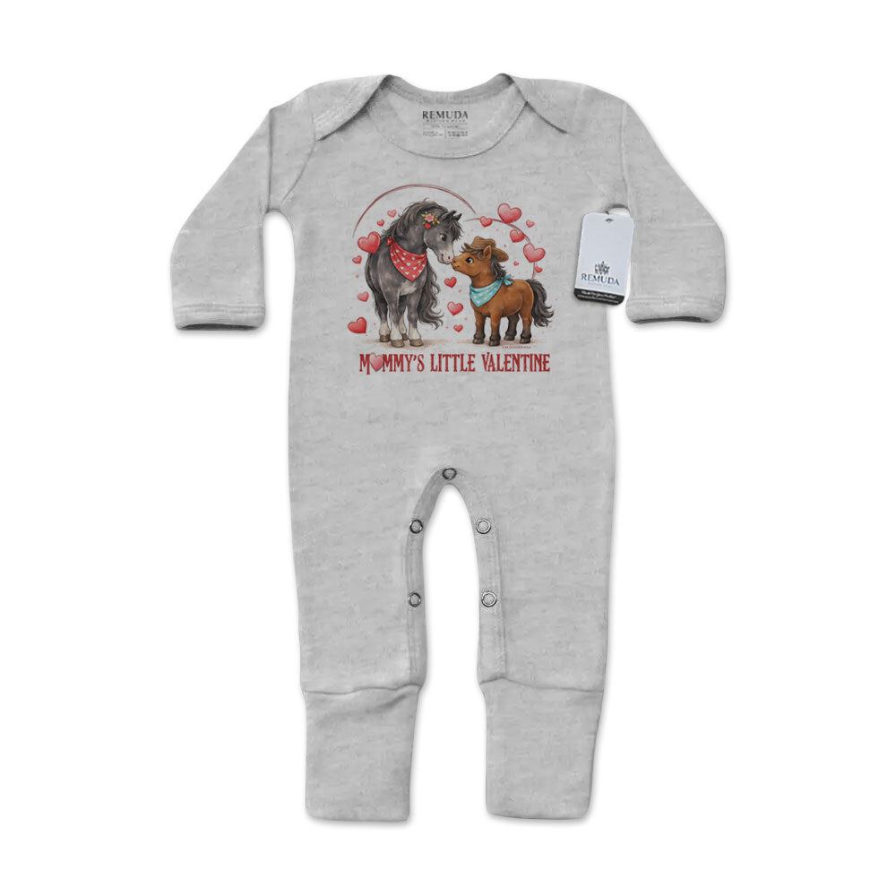 Mommy's Little Valentine Cowboy - Infant Western Boys One-Piece Footed Pajamas W/Mittens