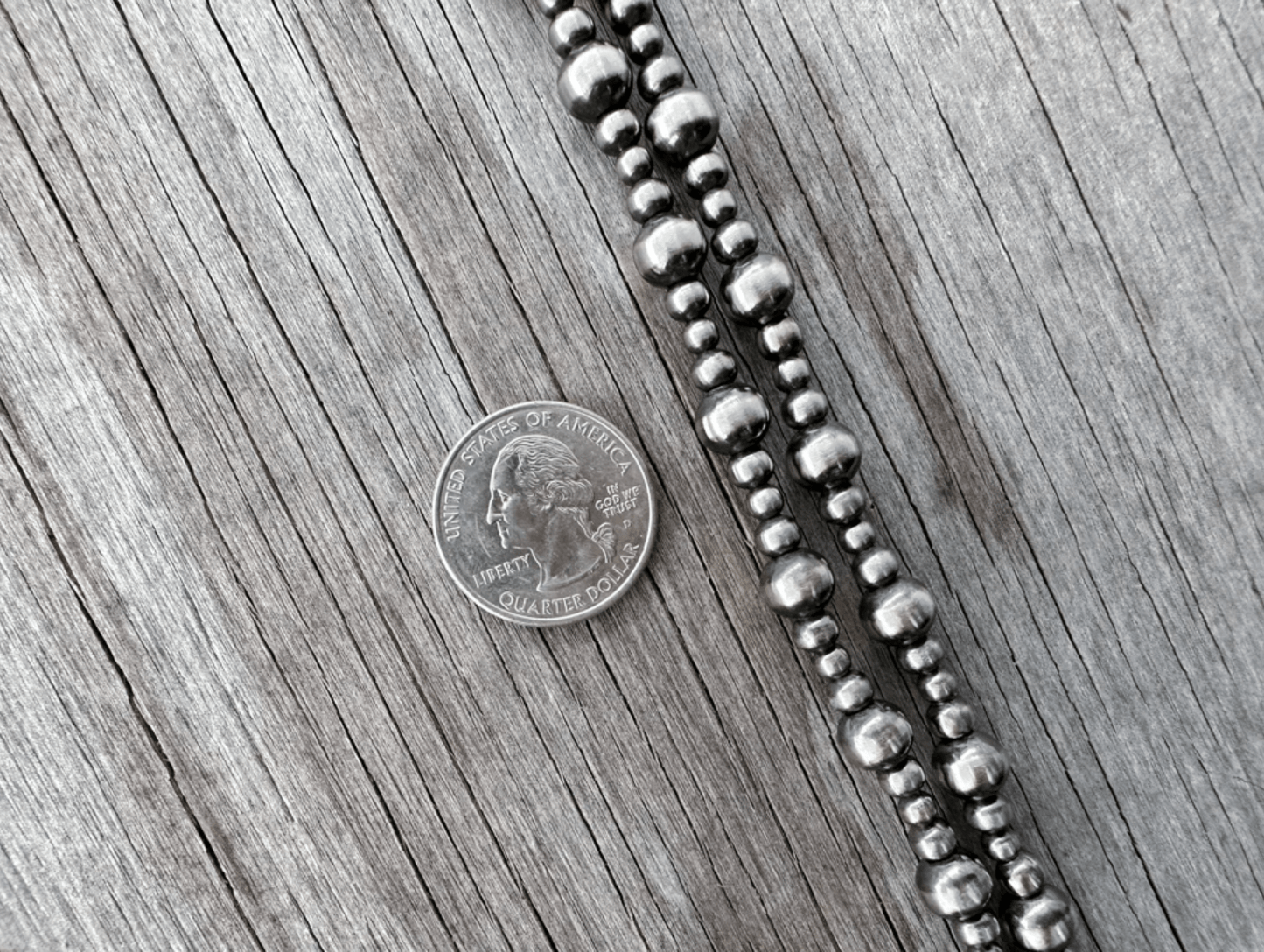 Multi Size Silver Pearl Necklace