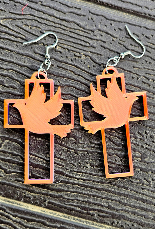 3D Print Christian Cross Faith Earrings Made in America