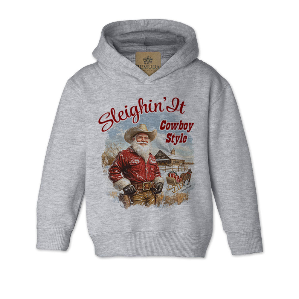 Sleighin It Cowboy Style - Toddler Western Santa Hoodie