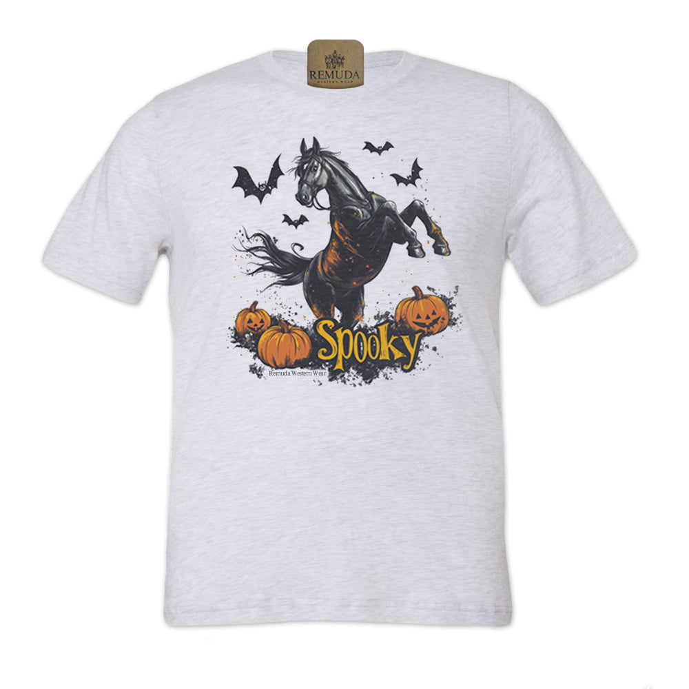 SPOOKY Adult Unisex Western Horse Halloween Tee T-Shirt