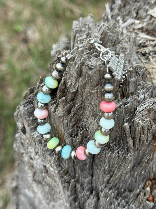 Sterling Silver Spring Pastel Opal Bracelet