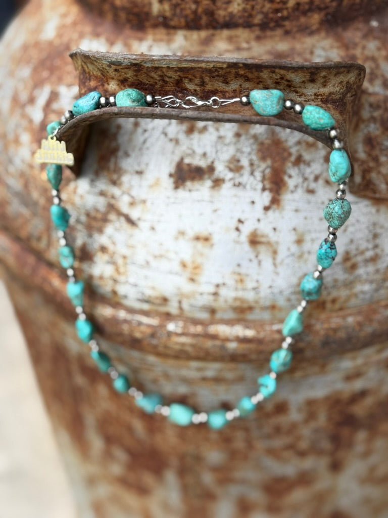Turquoise Nugget Beaded Necklace
