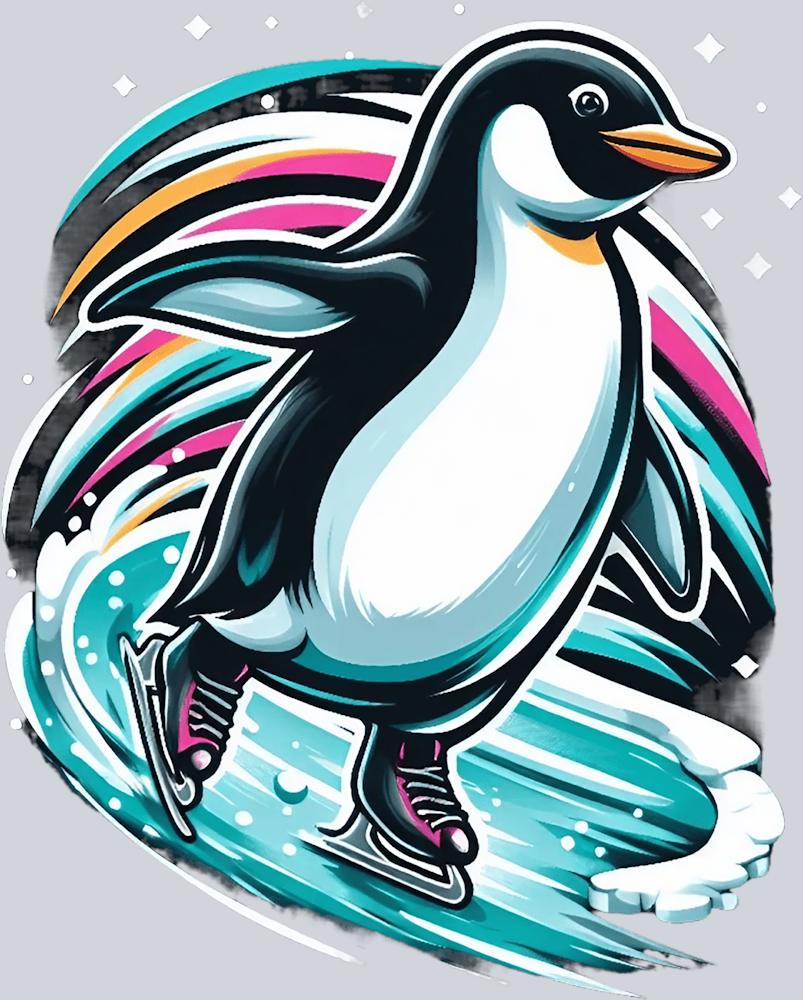 Skating Penguin 1 - STK05484 (DTF Transfers)