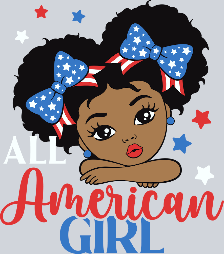 All American Girl Afro Puffs - STK00096 (DTF Transfers)
