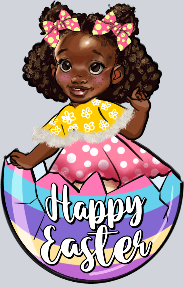 Happy Easter Egg Little Girl - STK02537 (DTF Transfers)