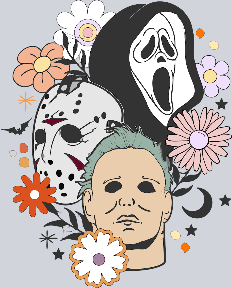 Retro Scary Flowers - STK05224 (DTF Transfers)