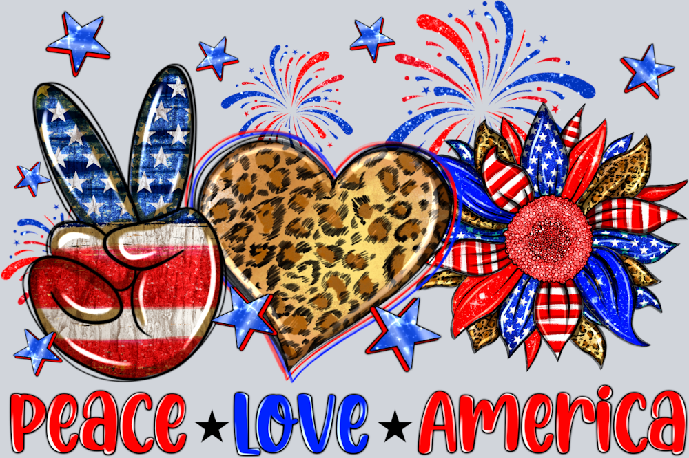 Peace Love America 2 - STK04714 (DTF Transfers)