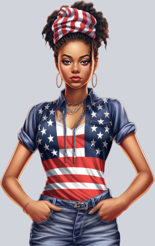 Black Woman American Pride 9 - STK00968 (DTF Transfers)