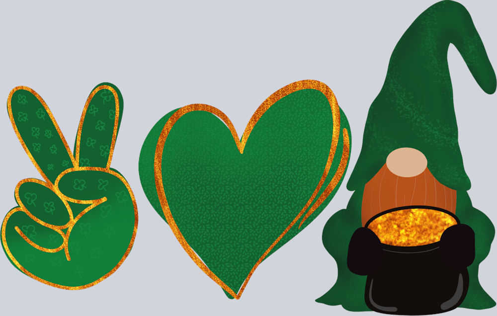 Peace Love St Patricks Gnome - STK04793 (DTF Transfers)