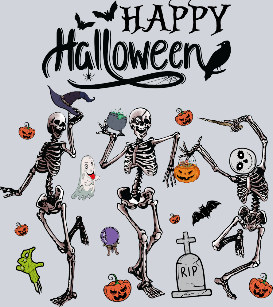 Happy Halloween Dancing Skeletons - STK02568 (DTF Transfers)
