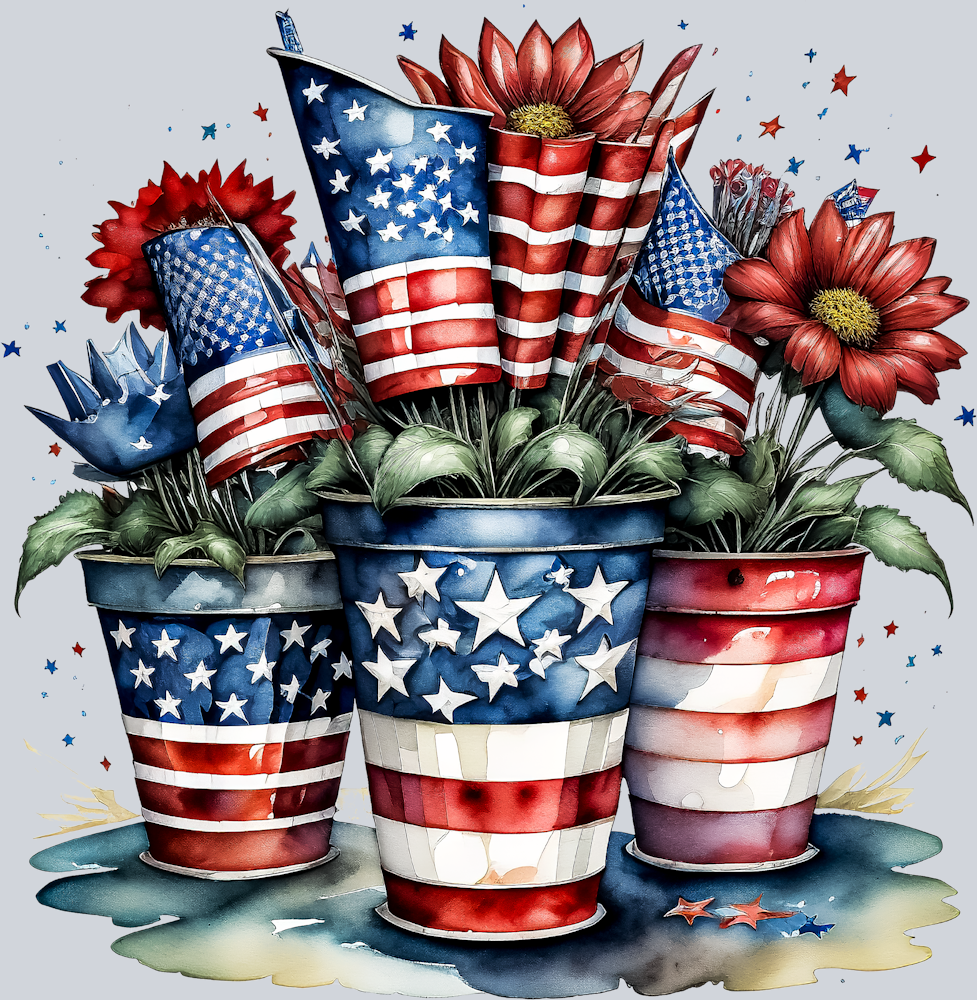 Patriotic Flowers 6 - STK04701 (DTF Transfers)