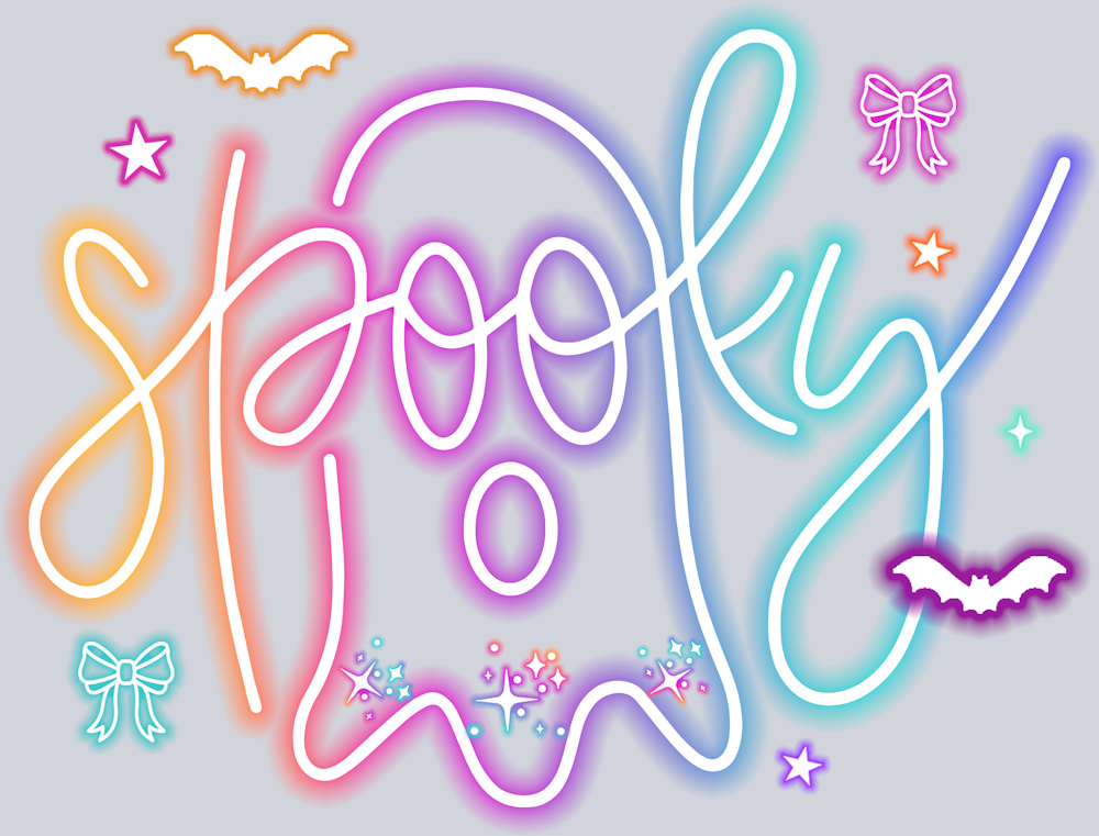 Cute Colorful Neon Sppoky Ghost - STK07288 (DTF Transfers)