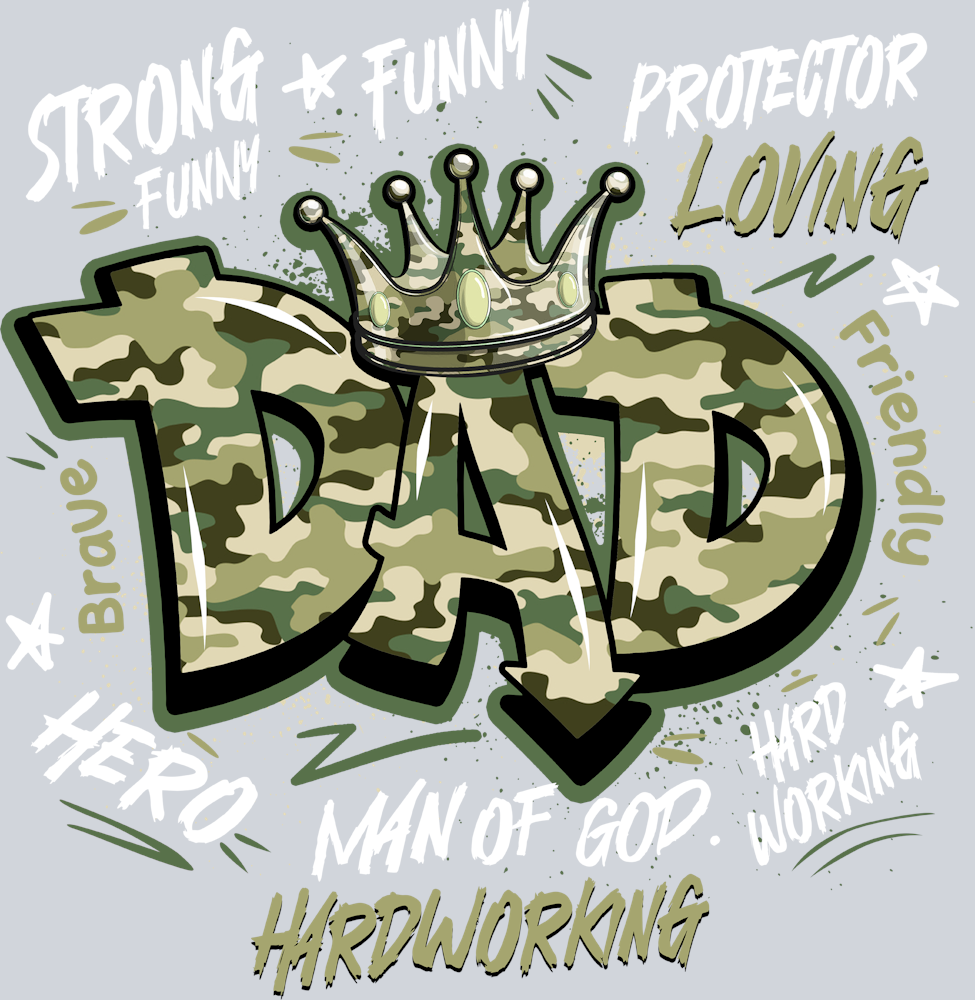 Dad Crown - Camo And White - STK01574 (DTF Transfers)